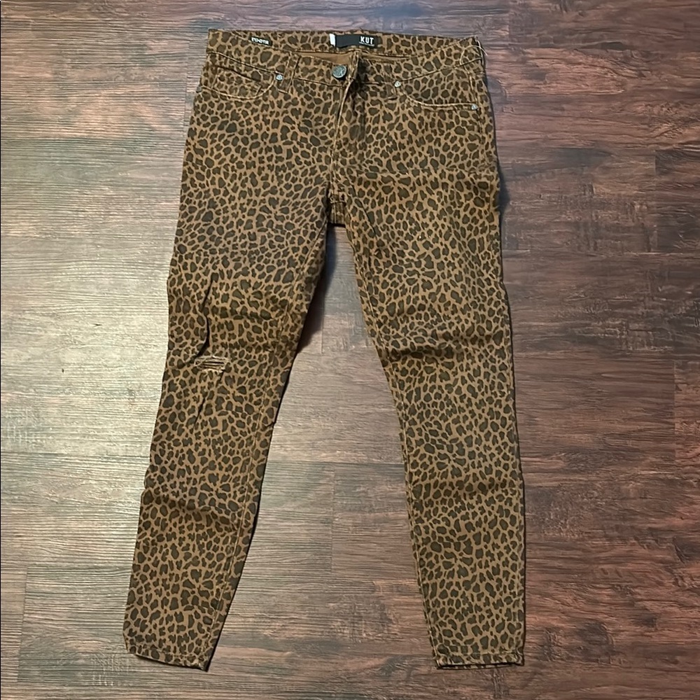Kut From the Kloth “Donna Ankle” Leopard Print Skinny Jeans